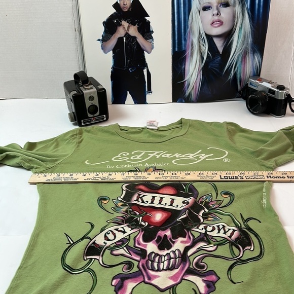 Authentic by Christian Audigier ED HARDY Tattoo love kills slowly Y2K crewneck - Picture 9 of 12